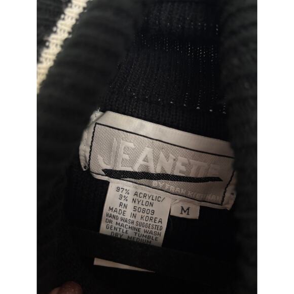 Jeanette by Fran Kiernan Sweater Womens Medium Turtleneck Pullover Black Knit - Picture 3 of 3